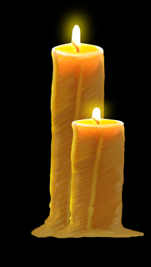 Illuminated Twin Candles Dark Background.jpg PNG image