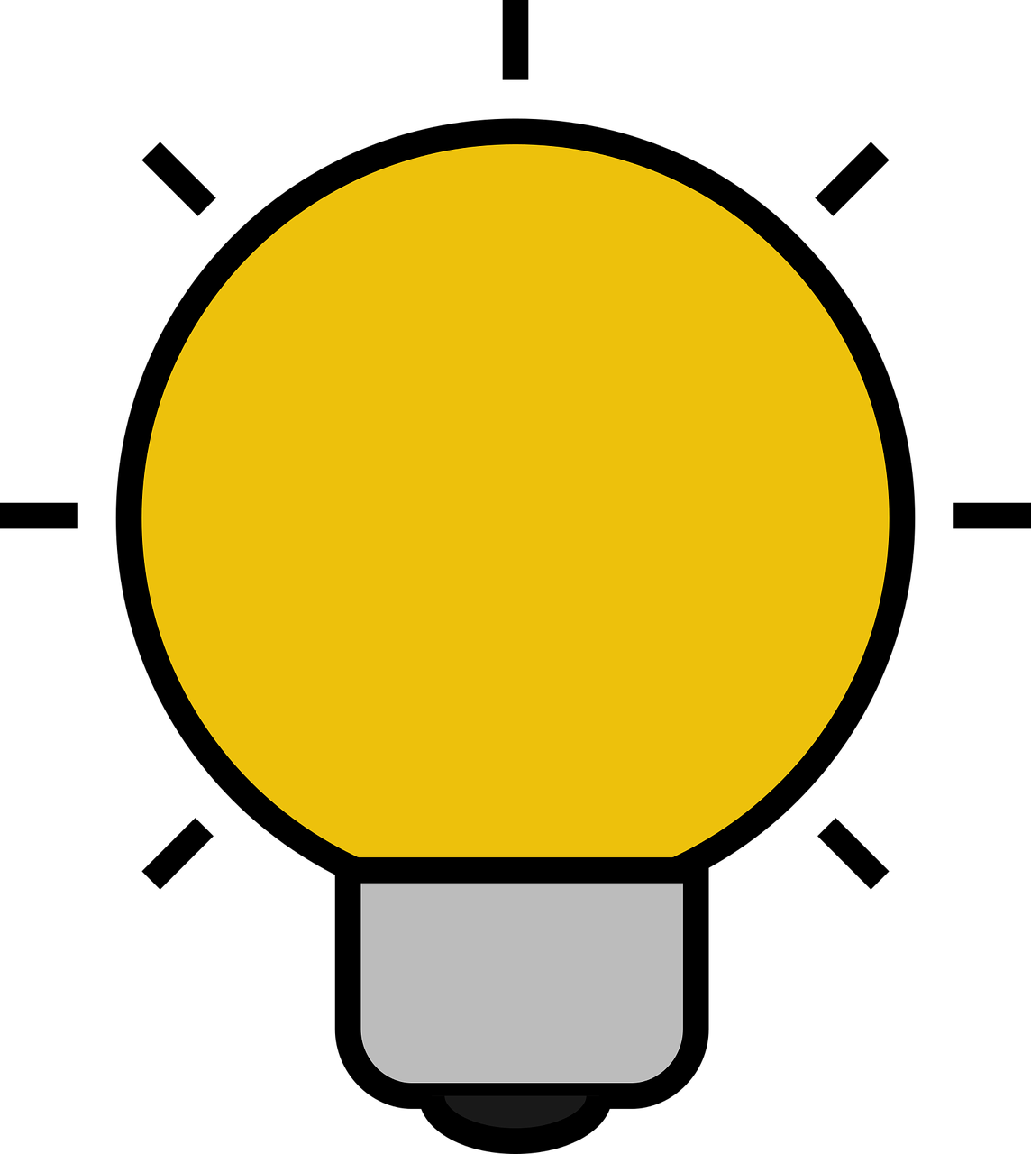 Illuminated Yellow Light Bulb Idea Graphic PNG image