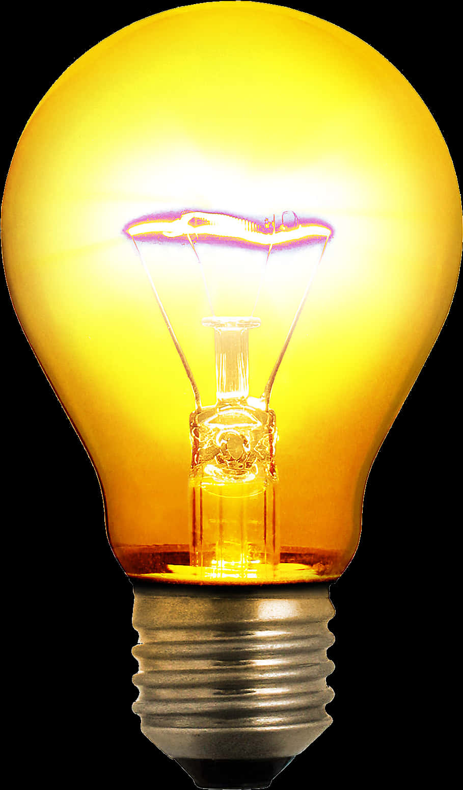 Illuminated Yellow Light Bulb PNG image