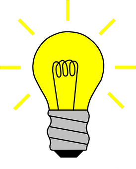 Illuminated Yellow Lightbulb Graphic PNG image