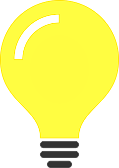 Illuminated Yellow Lightbulb Graphic PNG image