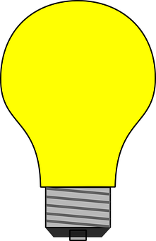 Illuminated Yellow Lightbulb Graphic PNG image