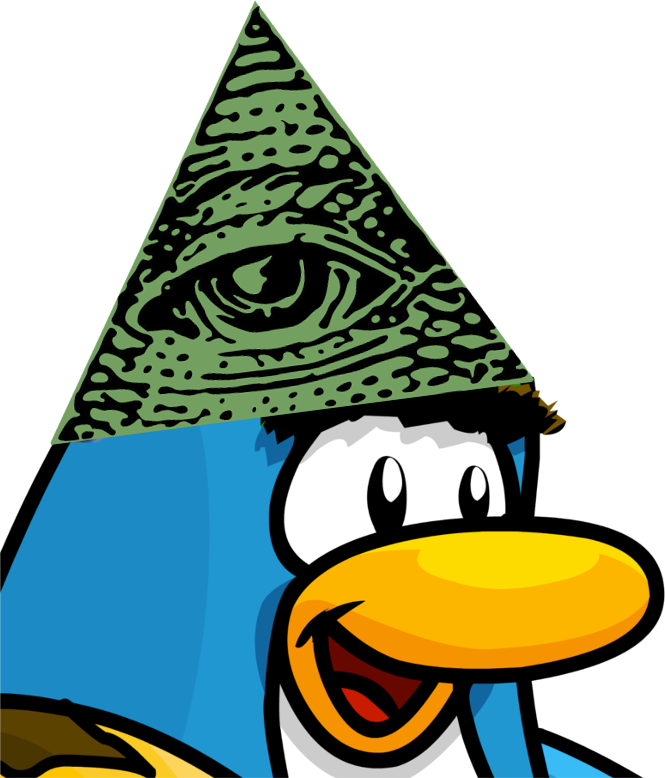 Illuminati Penguin Cartoon Mashup PNG image