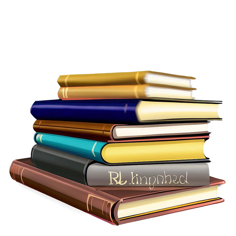 Illustrated Books Stack Png Dxq87 PNG image