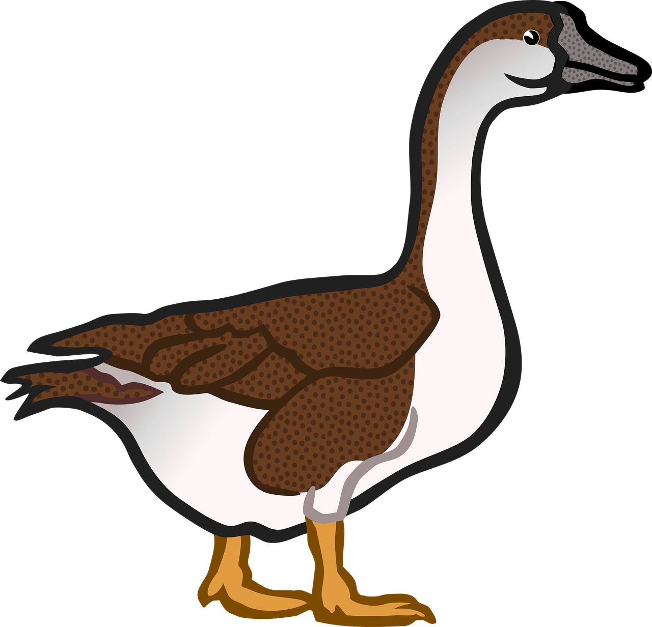 Illustrated Brown Goose PNG image