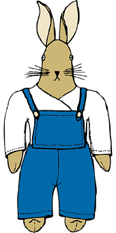 Illustrated Bunnyin Overalls PNG image