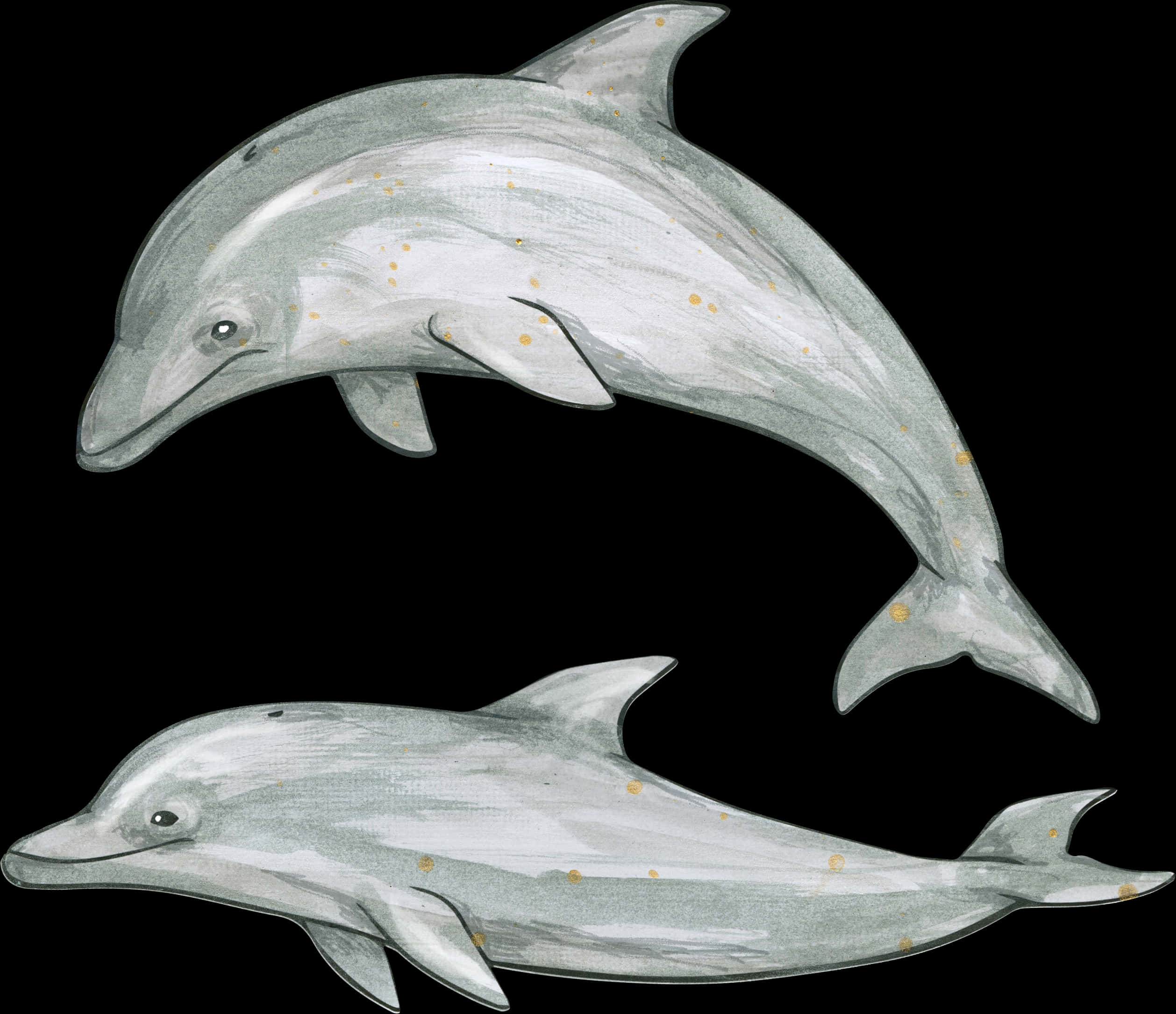 Illustrated Dolphins Artwork PNG image