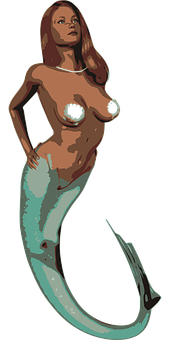 Illustrated Mermaid Artwork PNG image