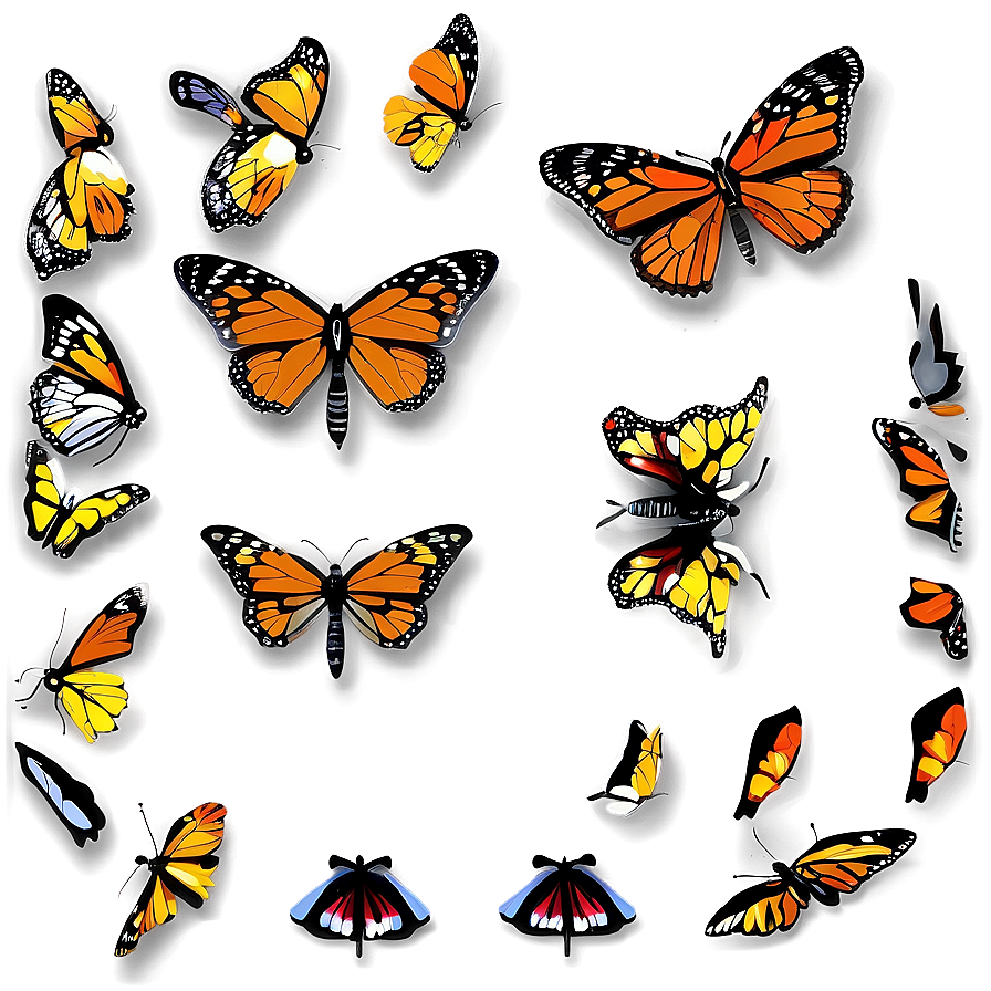 Illustrated Monarch Butterflies Png 20 PNG image