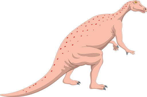 Illustrated Pink Dinosaur Black Background PNG image