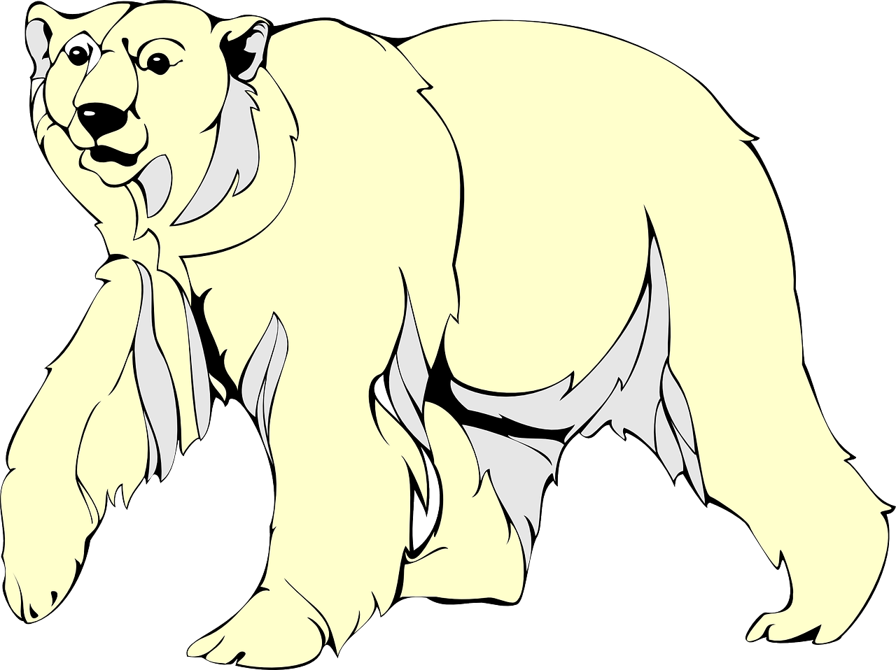 Illustrated Polar Bear Walking PNG image