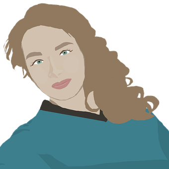 Illustrated Portrait Of Girl With Blue Top PNG image