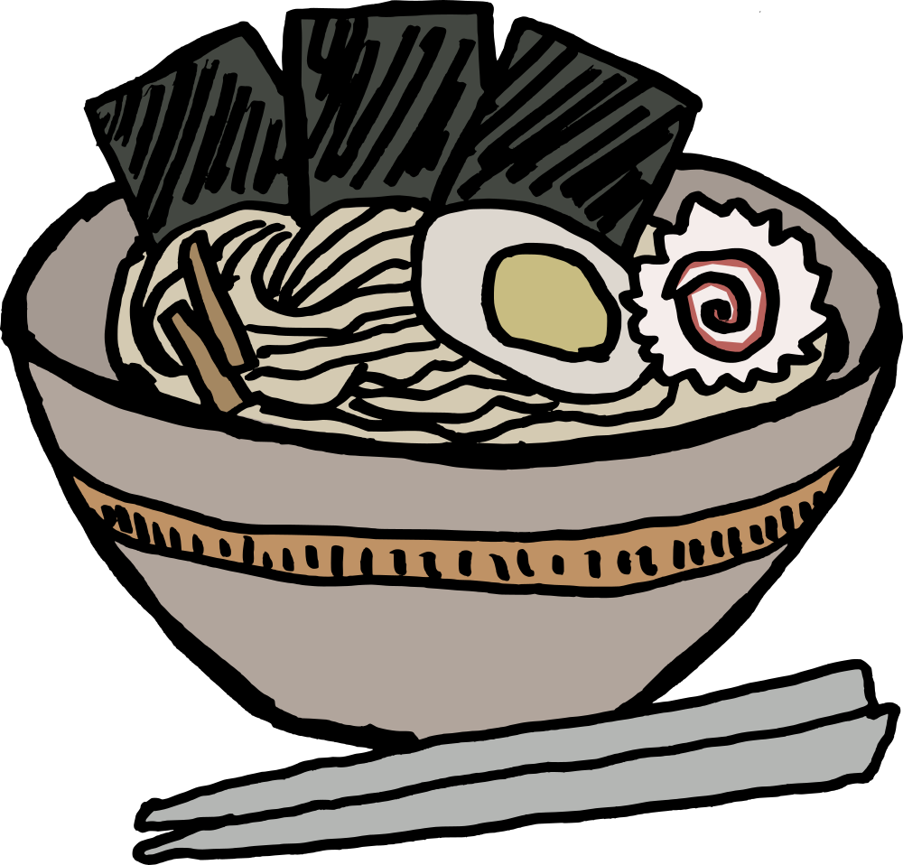 Illustrated Ramen Bowl With Chopsticks PNG image