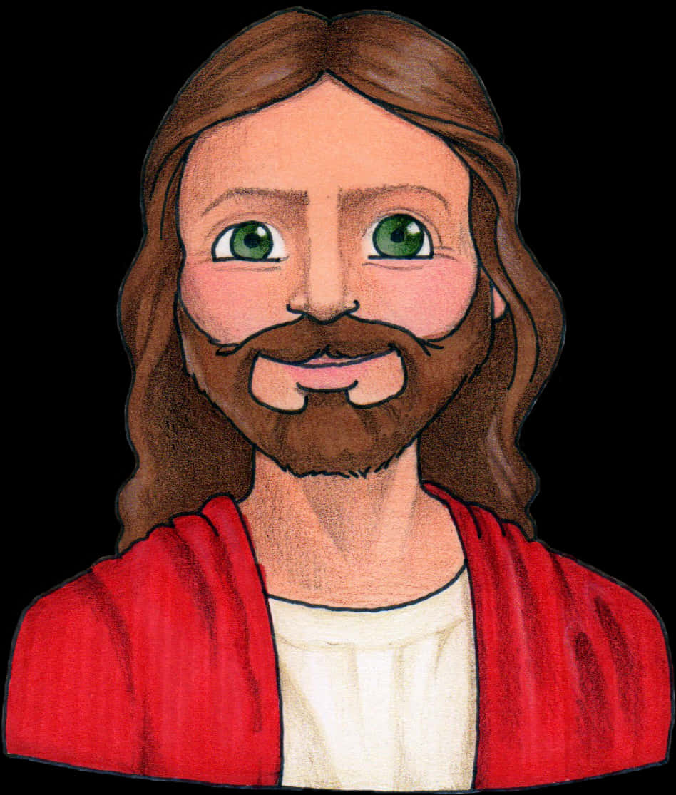 Illustrated Smiling Jesus Portrait PNG image