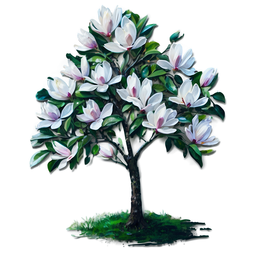 Impressionist Magnolia Tree Painting Png 80 PNG image