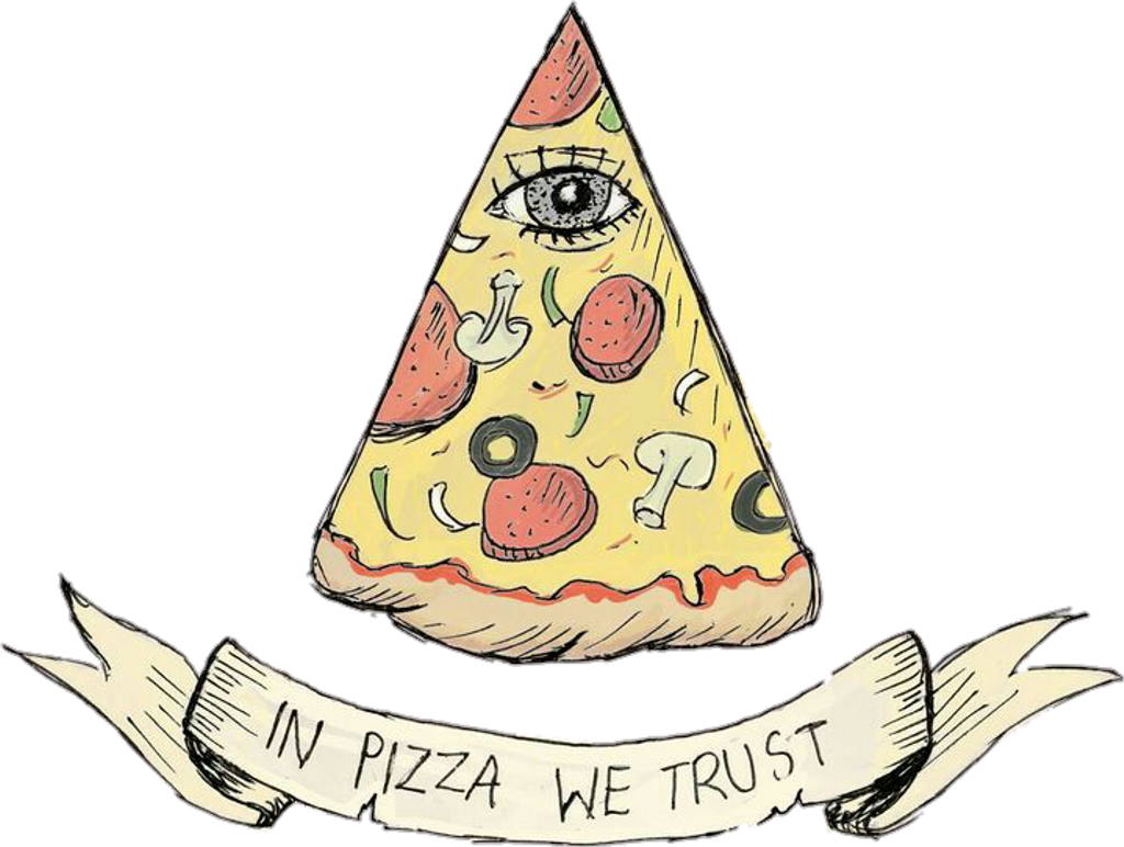 In Pizza We Trust Tattoo Design PNG image