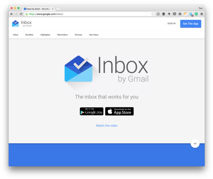 Inboxby Gmail Homepage Screenshot PNG image