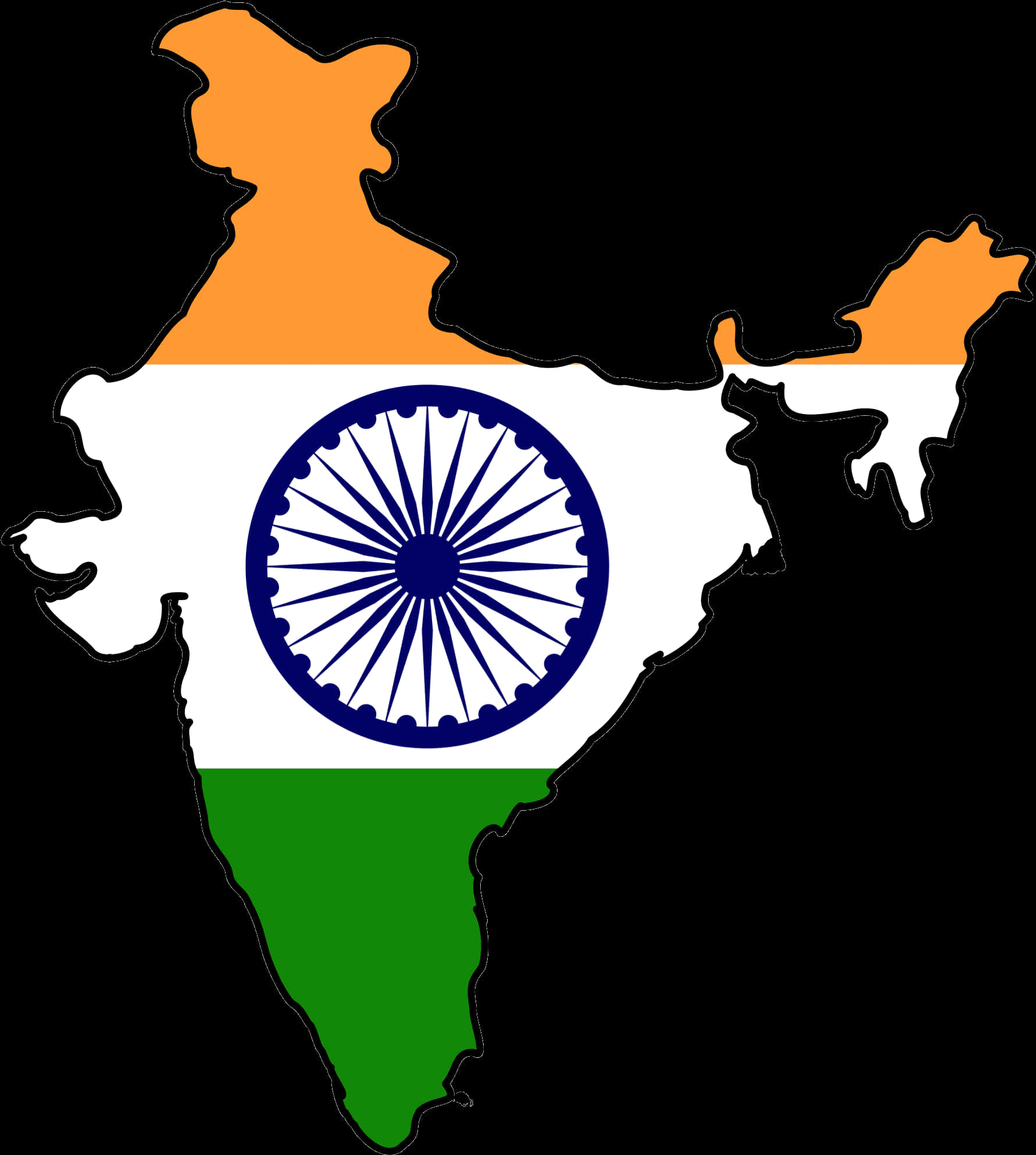 India Mapwith Flag Colors PNG image