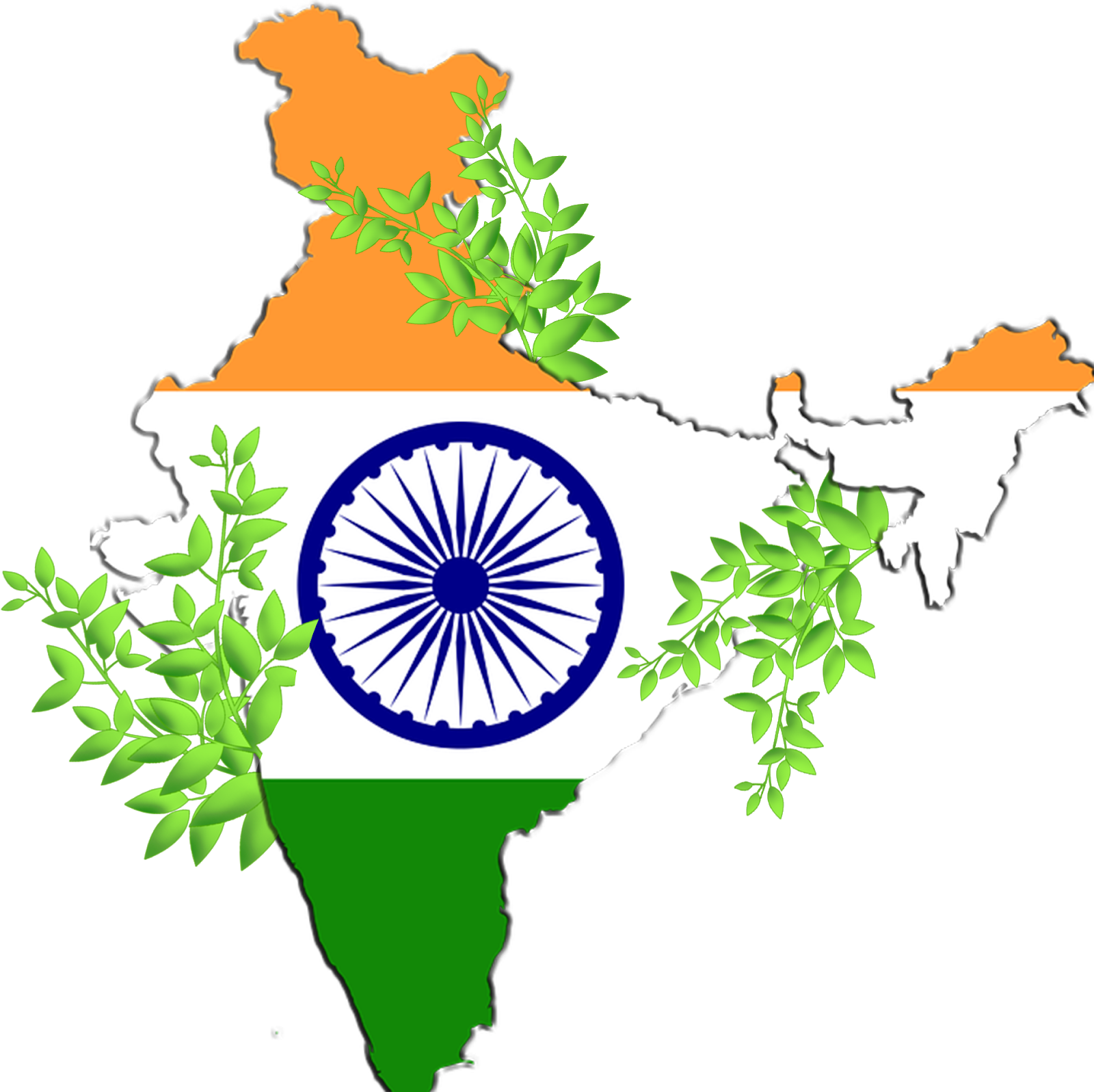 India Mapwith National Flagand Greenery PNG image