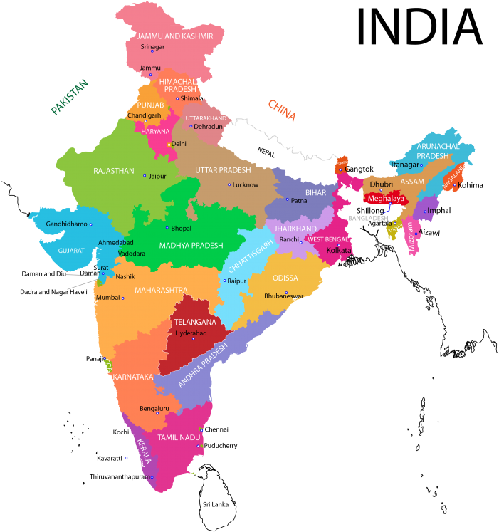 India Political Mapwith Statesand Capitals PNG image