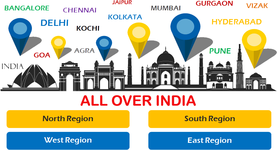 India Regionsand Major Cities Map PNG image