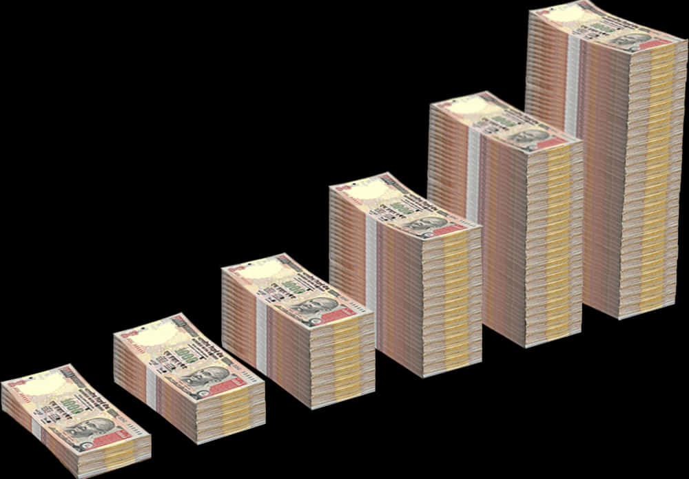 Indian Currency Stacks Growth Graph PNG image