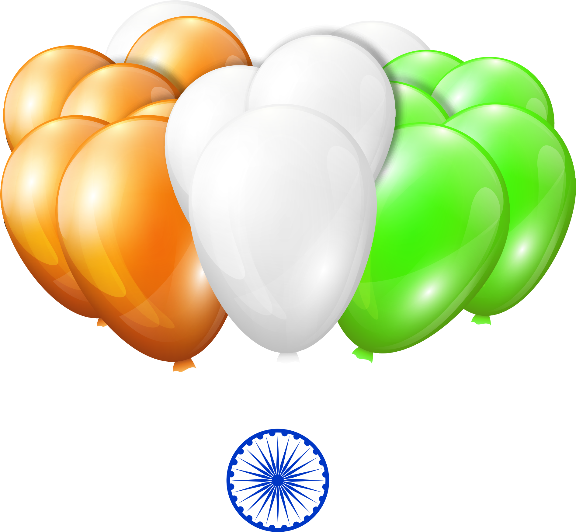 Indian Independence Day Balloonsand Ashoka Chakra PNG image