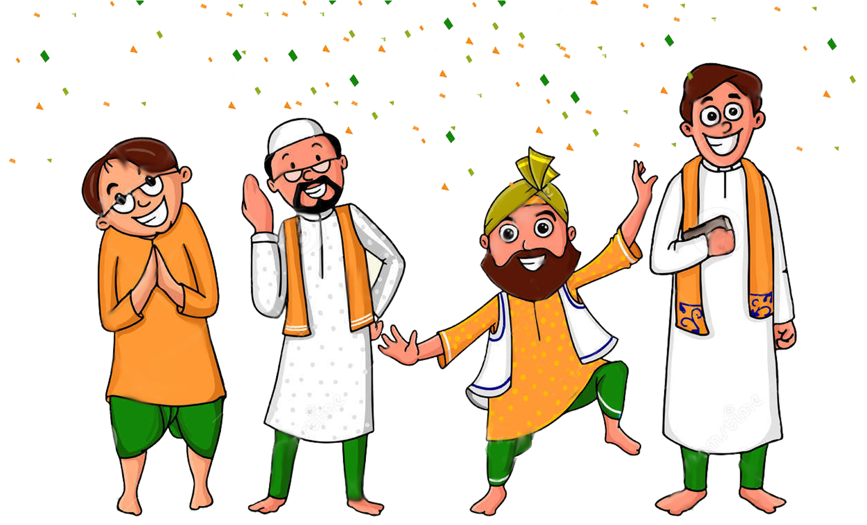 Indian Independence Day Celebration Cartoon PNG image