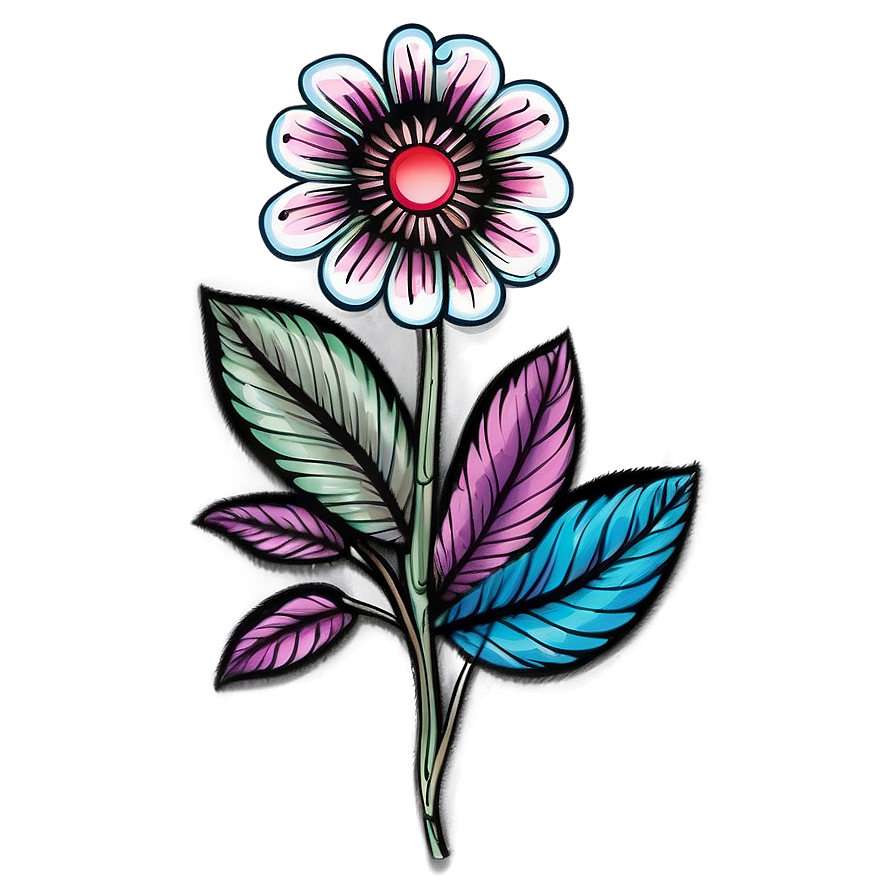 Indie Flower Tattoo Style Png Jda23 PNG image