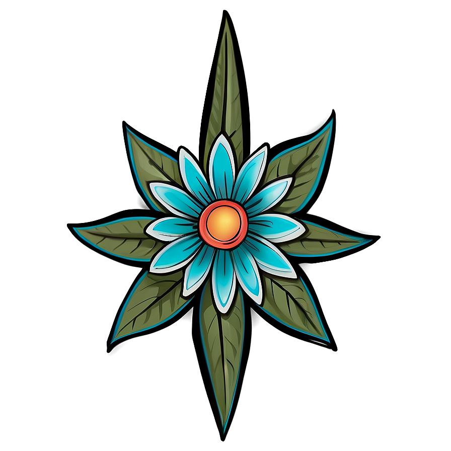 Indie Flower Tattoo Style Png Pqj12 PNG image