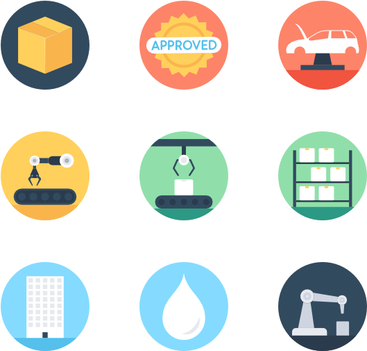 Industrial Process Icons Set PNG image