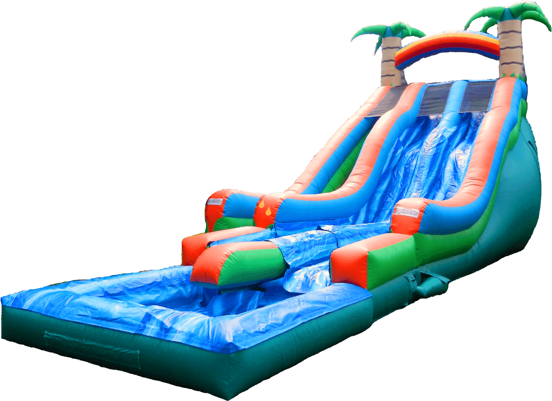 Inflatable Water Slide With Palm Trees PNG image