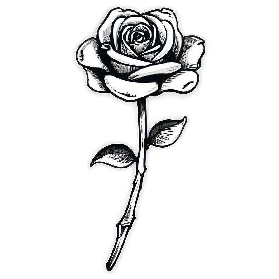 Inked Rose Black And White Png Jlv16 PNG image