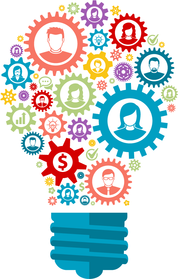 Innovative Thinking Light Bulb Gears PNG image