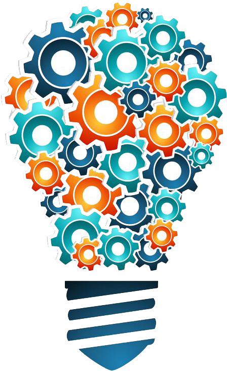 Innovative Thinking Lightbulb Gears PNG image