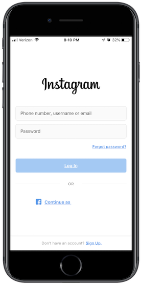 Instagram Login Screeni Phone PNG image