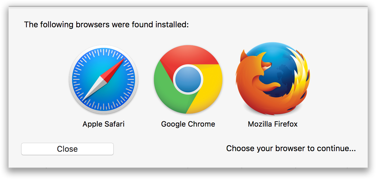 Installed Browsers Prompt Screen PNG image