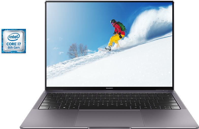 Intel Corei78th Gen Laptop Snowboarding Display PNG image