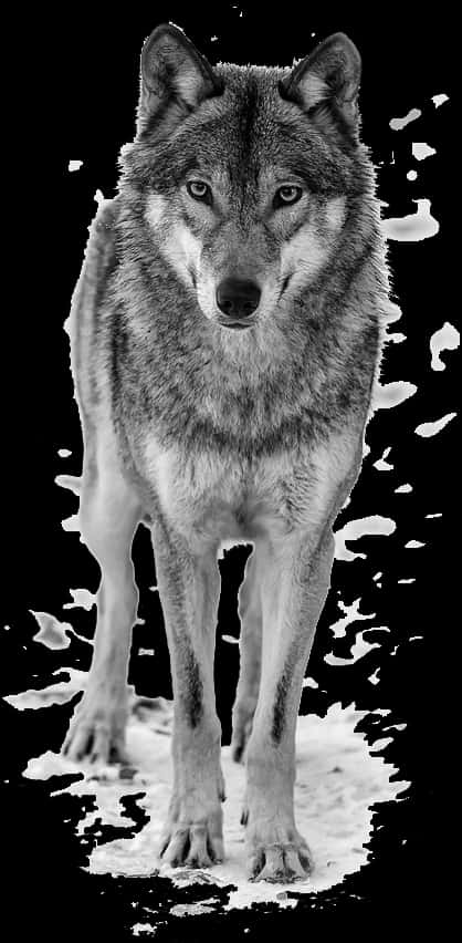 Intense Blackand White Wolf PNG image