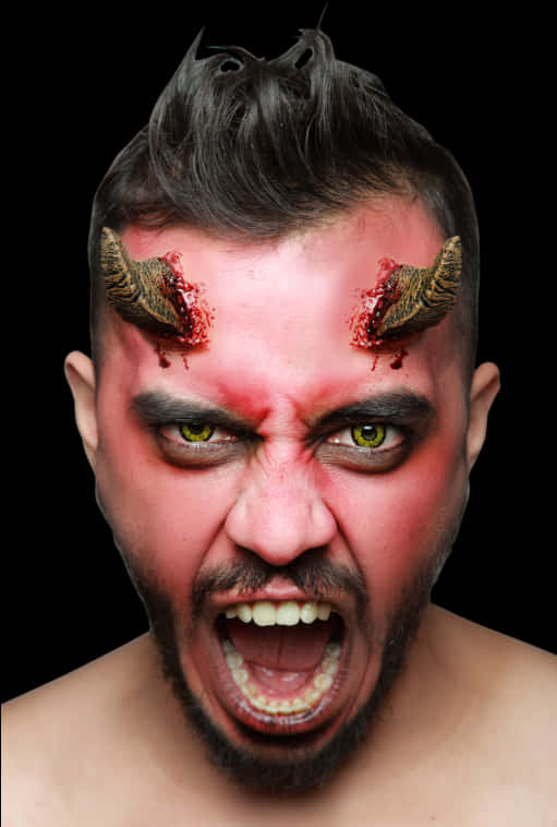 Intense Demonic Horns Portrait PNG image