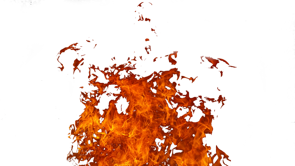 Intense Flameson Blue Background PNG image