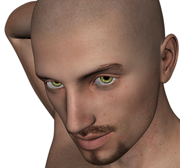 Intense_ Gaze_ Bald_ Man_ Portrait PNG image