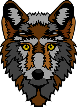 Intense Yellow Eyed Wolf Graphic PNG image