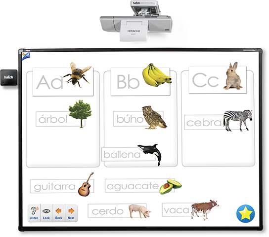 Interactive Spanish Alphabet Whiteboard PNG image