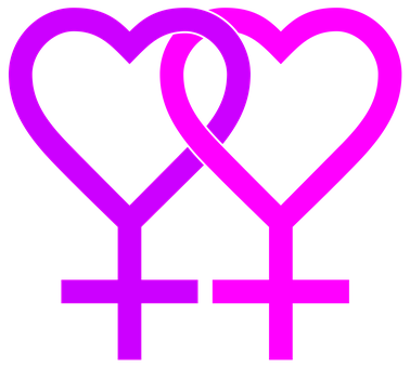 Interlocking Female Symbolswith Hearts PNG image