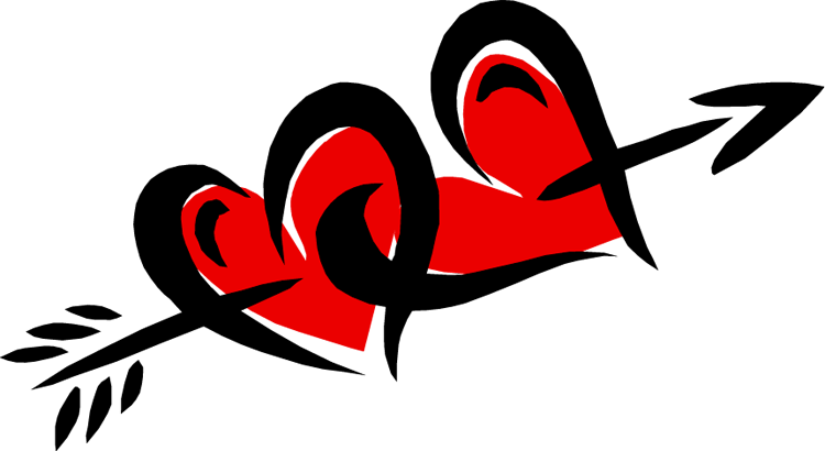 Interlocking Heartswith Arrow Clipart PNG image