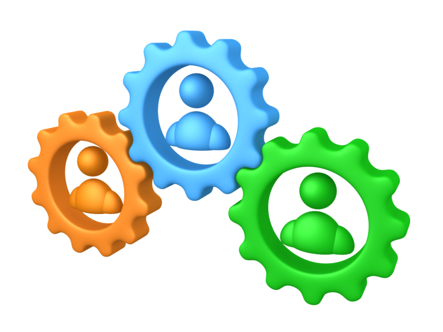 Interlocking People Gears3 D PNG image