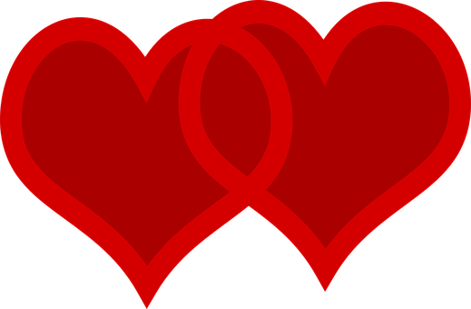 Interlocking Red Hearts PNG image