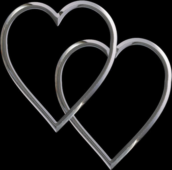 Interlocking Silver Hearts Graphic PNG image