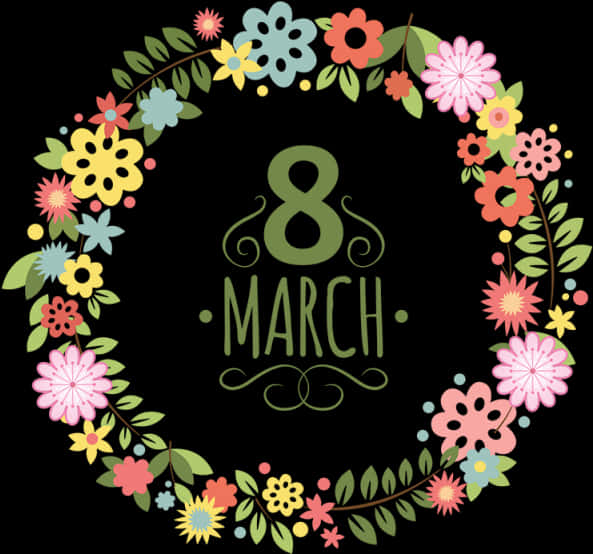 International Womens Day Floral Wreath PNG image